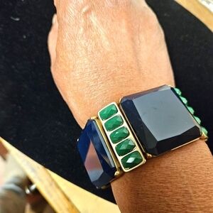 Banana Republic Navy and Green Stones Stretch Bracelet